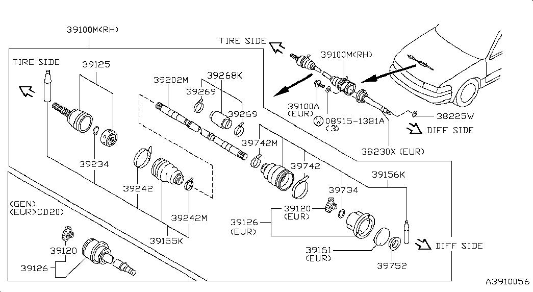 Infiniti 3924150A85 - Putekļusargs, Piedziņas vārpsta ps1.lv