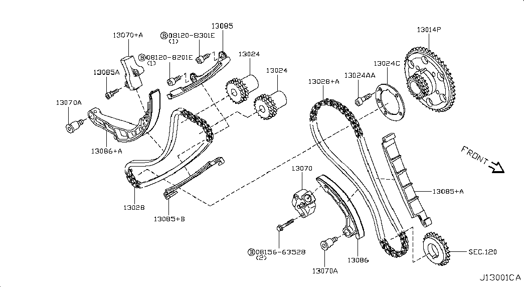 NISSAN 130851AT0E - Sadales vārpstas piedziņas ķēdes komplekts ps1.lv