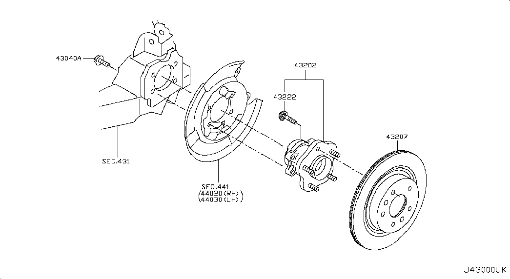 NISSAN 43202-4CE0A - Riteņa rumbas gultņa komplekts ps1.lv