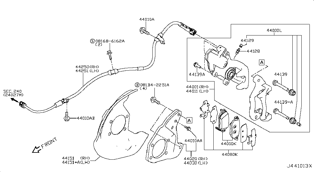 NISSAN D40604CA0A - Bremžu uzliku kompl., Disku bremzes ps1.lv