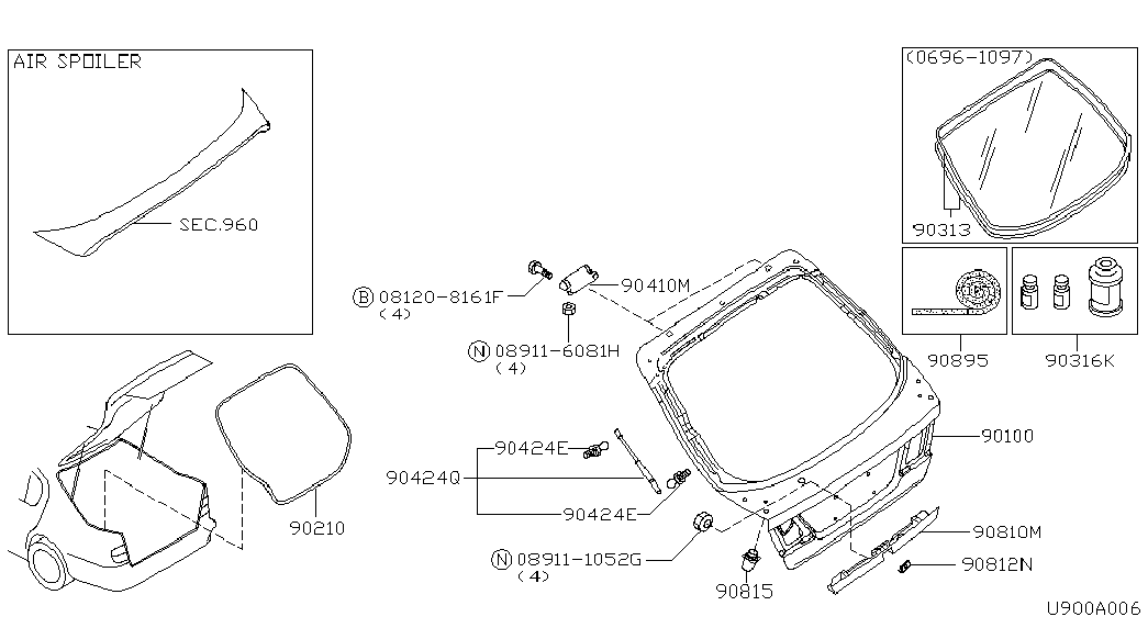 NISSAN 90452-2F725 - Gāzes atspere, Bagāžas / Kravas nodalījuma vāks ps1.lv