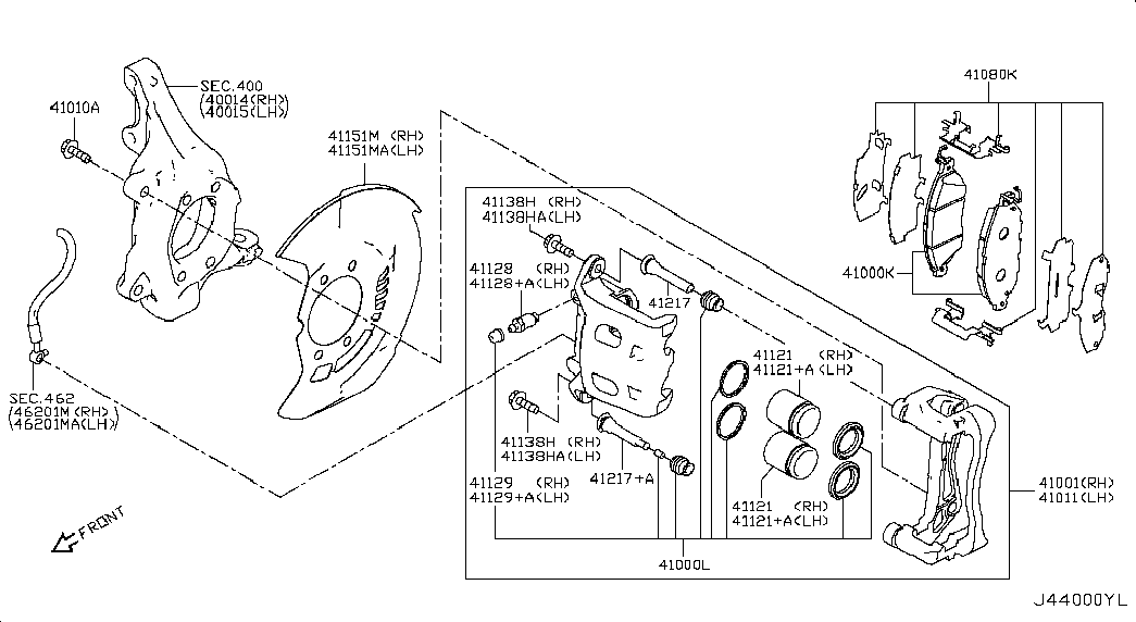 NISSAN D10603JA0B - Bremžu uzliku kompl., Disku bremzes ps1.lv