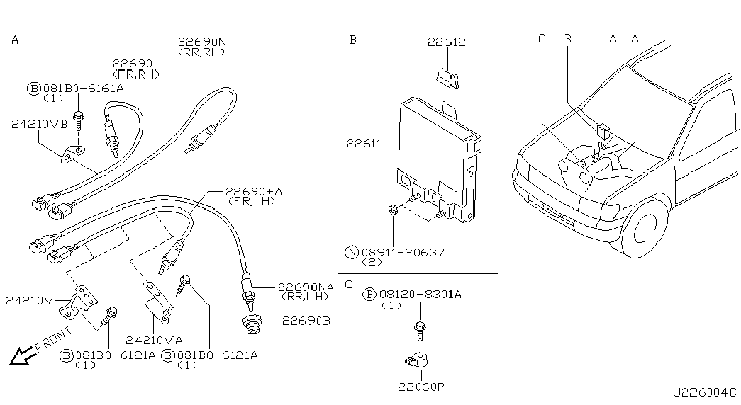 NISSAN 226A04W011 - Lambda zonde ps1.lv