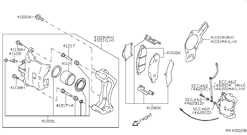 NISSAN 44140EA000 - Virzītājčaulu komplekts, Bremžu suports ps1.lv