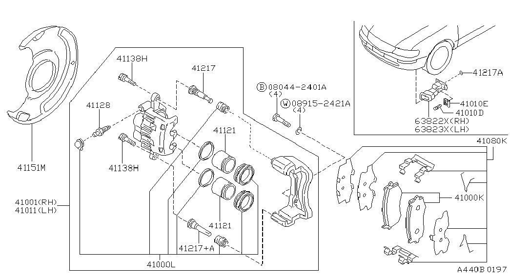 NISSAN 41060-38U90 - Bremžu uzliku kompl., Disku bremzes ps1.lv