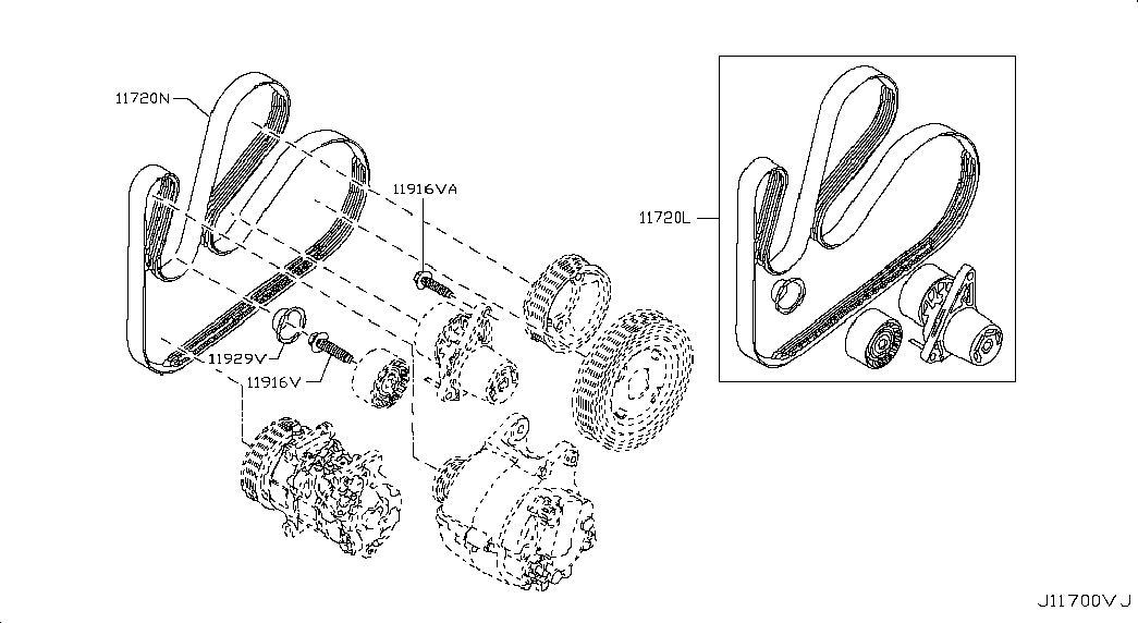 NISSAN 11720-00Q3N - Parazīt / Vadrullītis, Ķīļrievu siksna ps1.lv