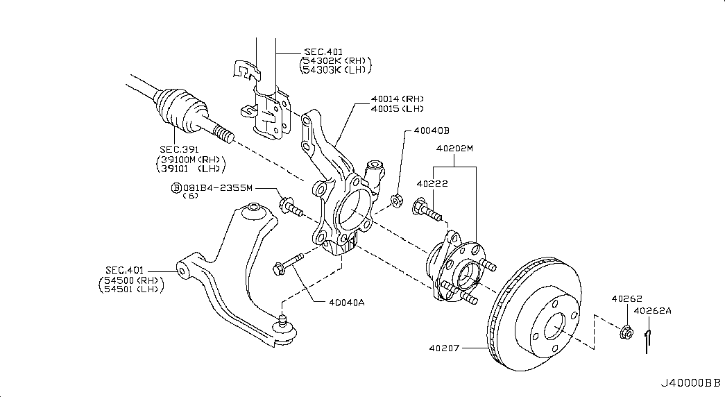 NISSAN 40202-EL000 - Riteņa rumbas gultņa komplekts ps1.lv