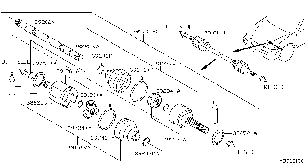 NISSAN 39741-01E89 - Putekļusargs, Piedziņas vārpsta ps1.lv