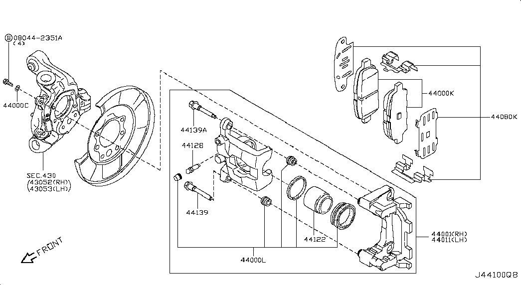 NISSAN D4080JA01B - Bremžu uzliku kompl., Disku bremzes ps1.lv