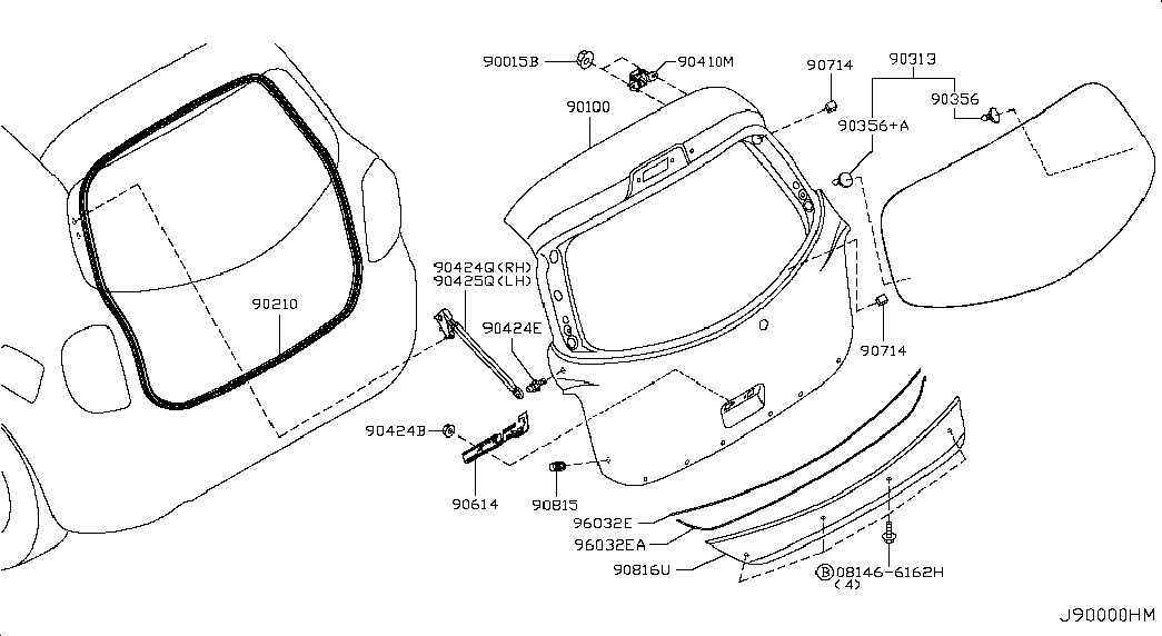 NISSAN 90450-1HB0A - Gāzes atspere, Bagāžas / Kravas nodalījuma vāks ps1.lv