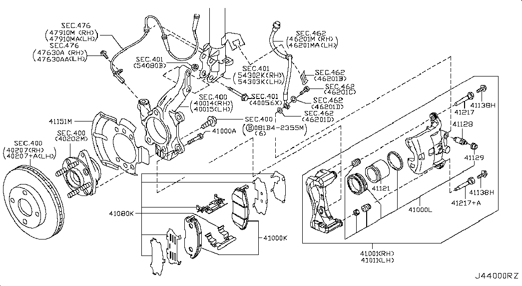 NISSAN 41001-1FC0A - Virzītājčaulu komplekts, Bremžu suports ps1.lv