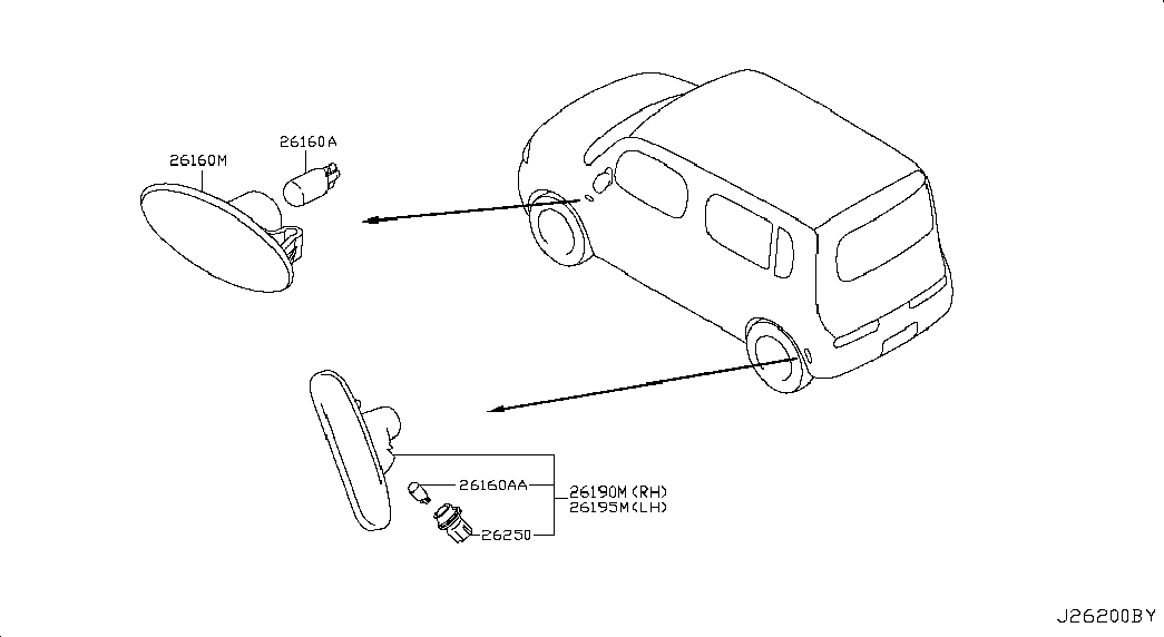 NISSAN 261608990A - Pagrieziena signāla lukturis ps1.lv