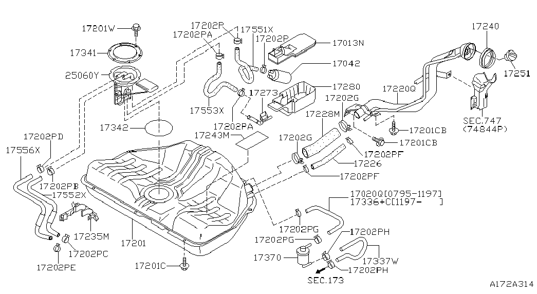 NISSAN 17042 0M024 - Degvielas sūknis ps1.lv