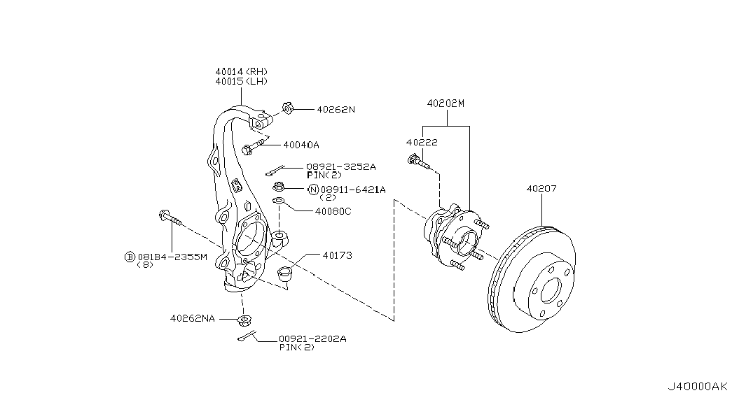 NISSAN 40202-EG000 - Riteņa rumbas gultņa komplekts ps1.lv