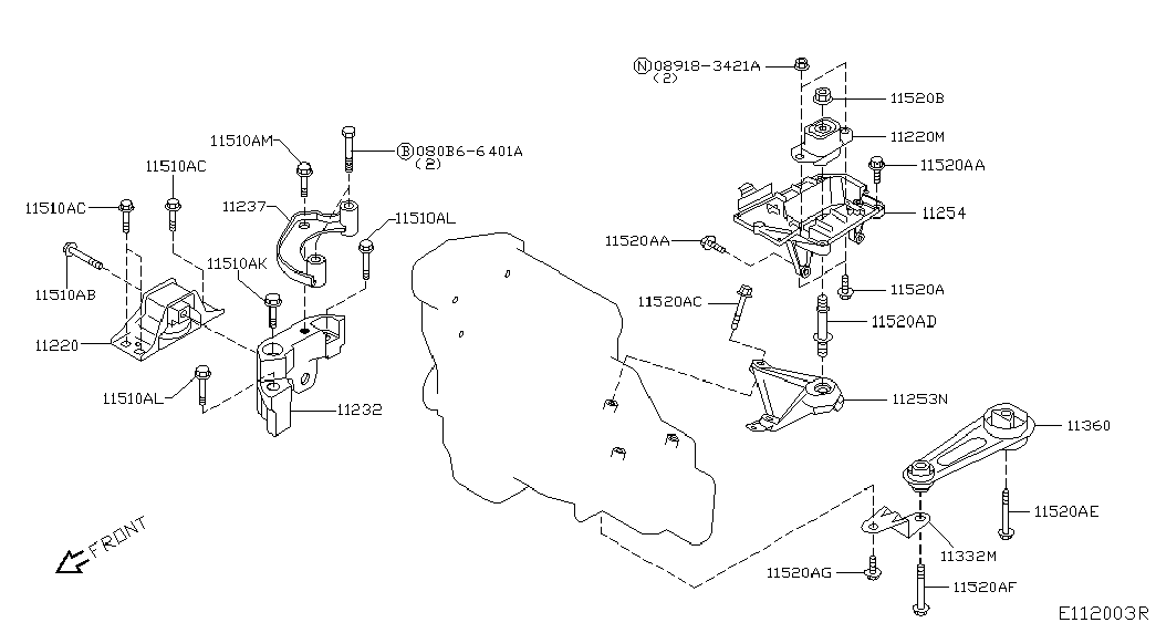 NISSAN 113609U000 - Piekare, Dzinējs ps1.lv