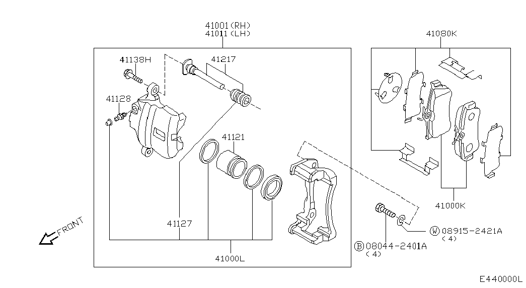 Honda 41060BM425 - Bremžu uzliku kompl., Disku bremzes ps1.lv