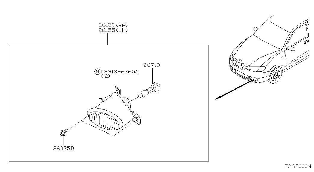 NISSAN 26155-8990A - Miglas lukturis ps1.lv