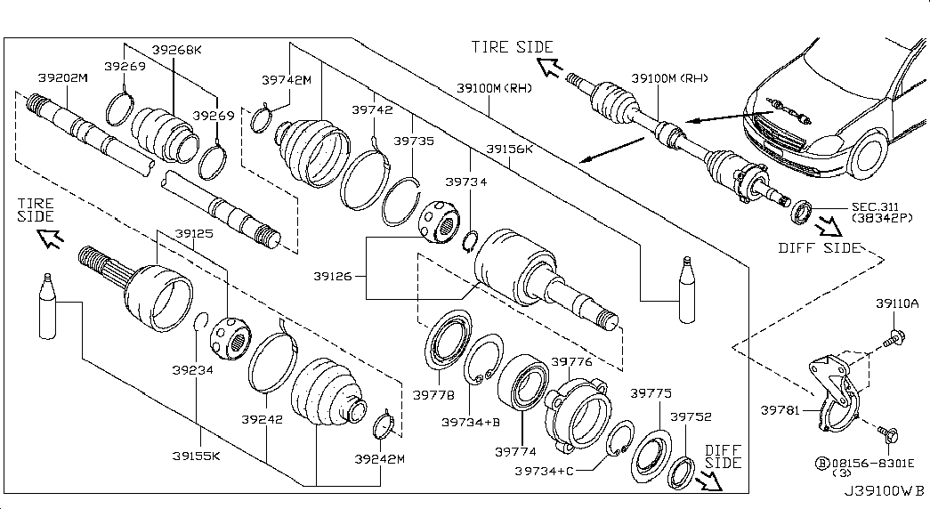 NISSAN 39241-9Y028 - Putekļusargs, Piedziņas vārpsta ps1.lv