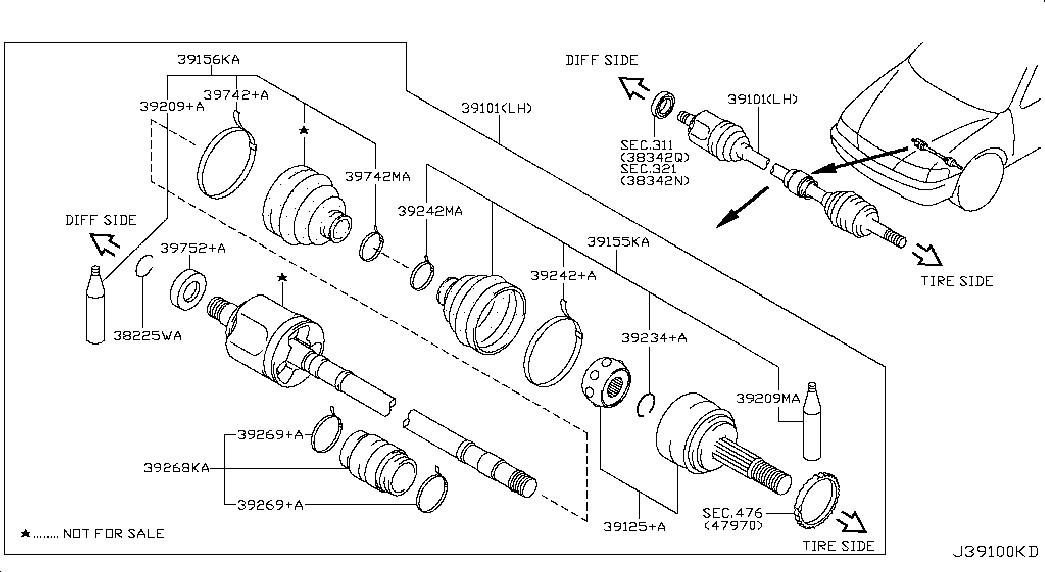 NISSAN C9709-2U620 - Šarnīru komplekts, Piedziņas vārpsta ps1.lv