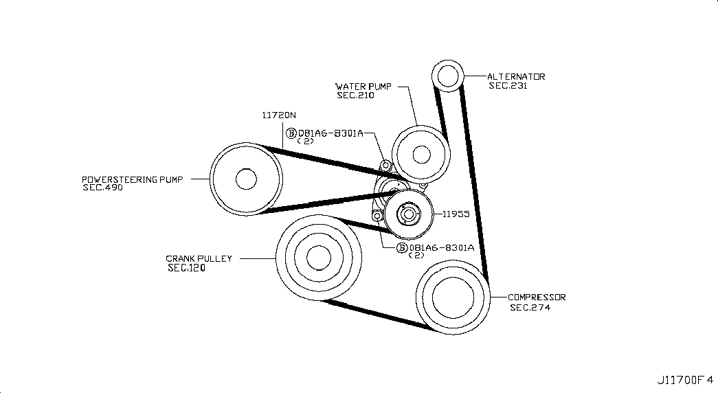 RENAULT 11955-6N20B - Siksnas spriegotājs, Ķīļsiksna ps1.lv