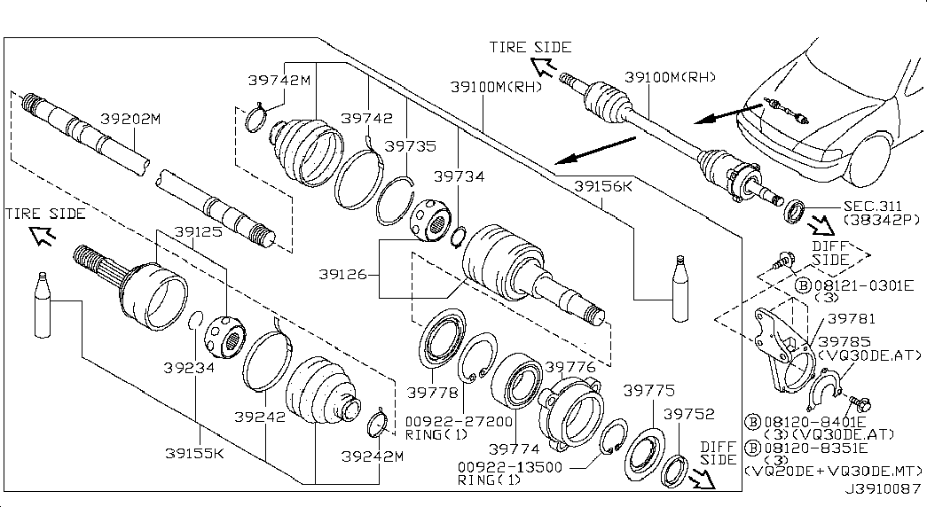 NISSAN 39771-2Y007 - Šarnīru komplekts, Piedziņas vārpsta ps1.lv