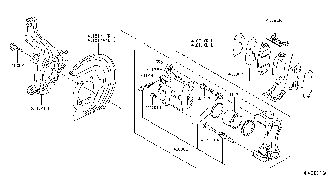 NISSAN 41011-ET00A - Bremžu suports ps1.lv