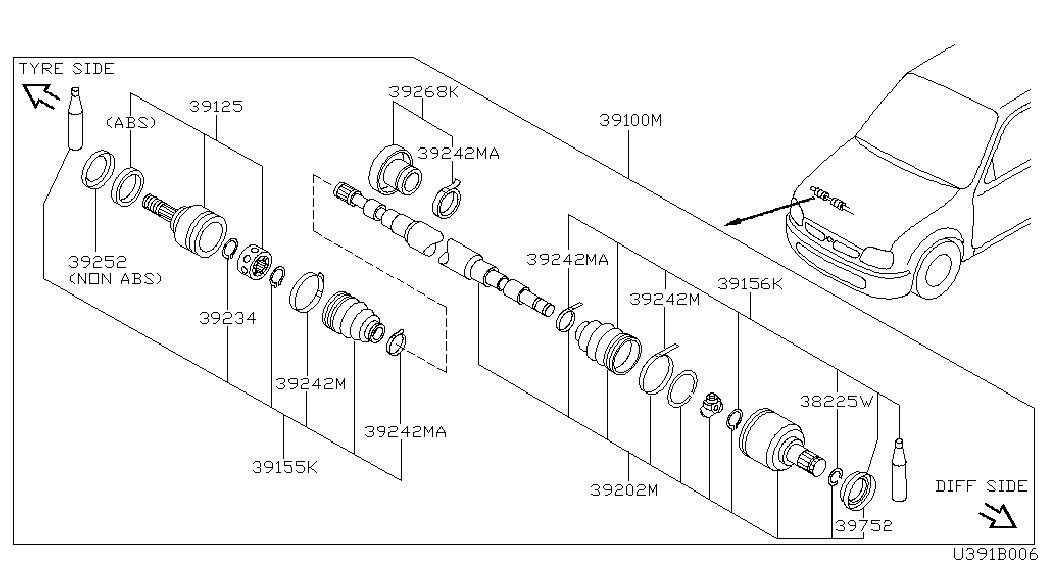 NISSAN 39211-4F425 - Šarnīru komplekts, Piedziņas vārpsta ps1.lv