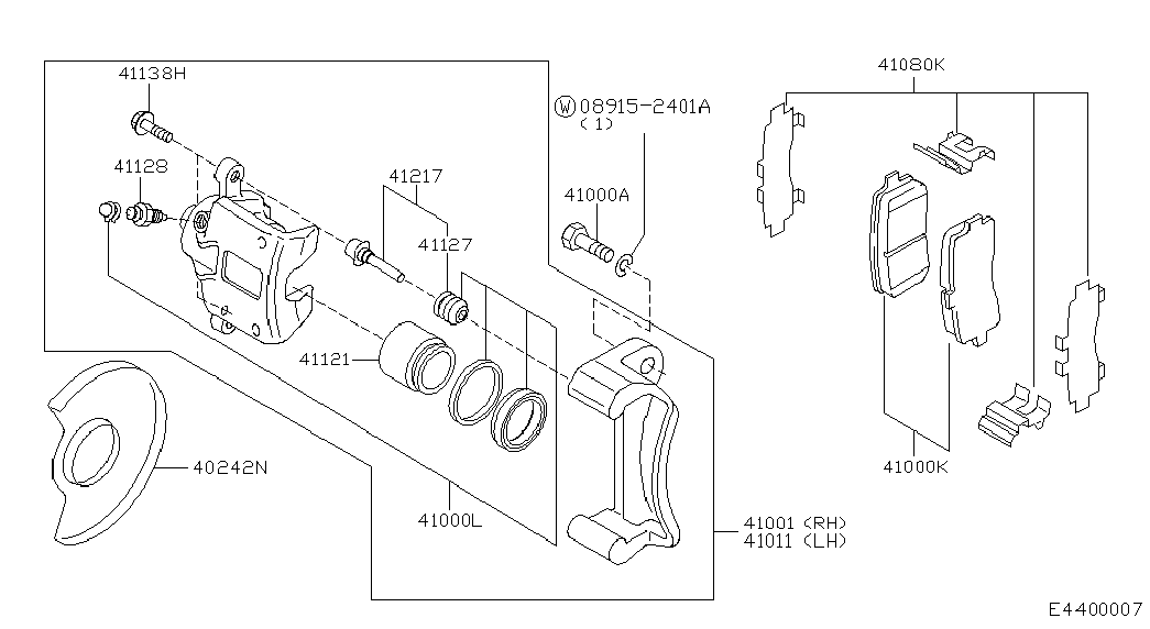 NISSAN 41060-6F626 - Bremžu uzliku kompl., Disku bremzes ps1.lv