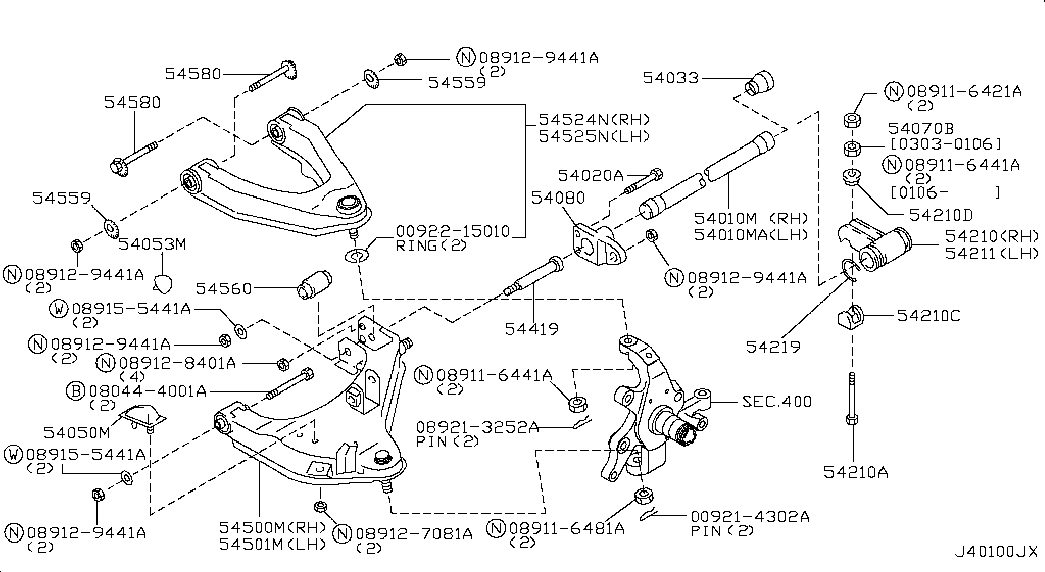 NISSAN 54524-VK385 - Neatkarīgās balstiekārtas svira, Riteņa piekare ps1.lv