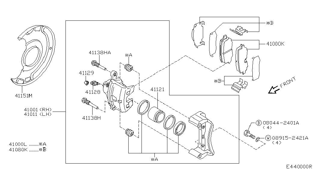 NISSAN 41120-71J25 - Remkomplekts, Bremžu suports ps1.lv