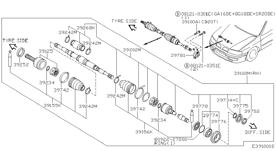 NISSAN 39252-2F000 - Riteņa rumbas gultņa komplekts ps1.lv