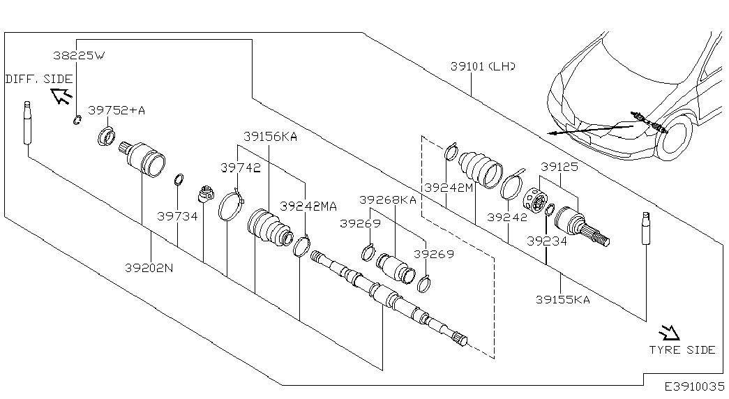 NISSAN 39741-AV325 - Putekļusargs, Piedziņas vārpsta ps1.lv