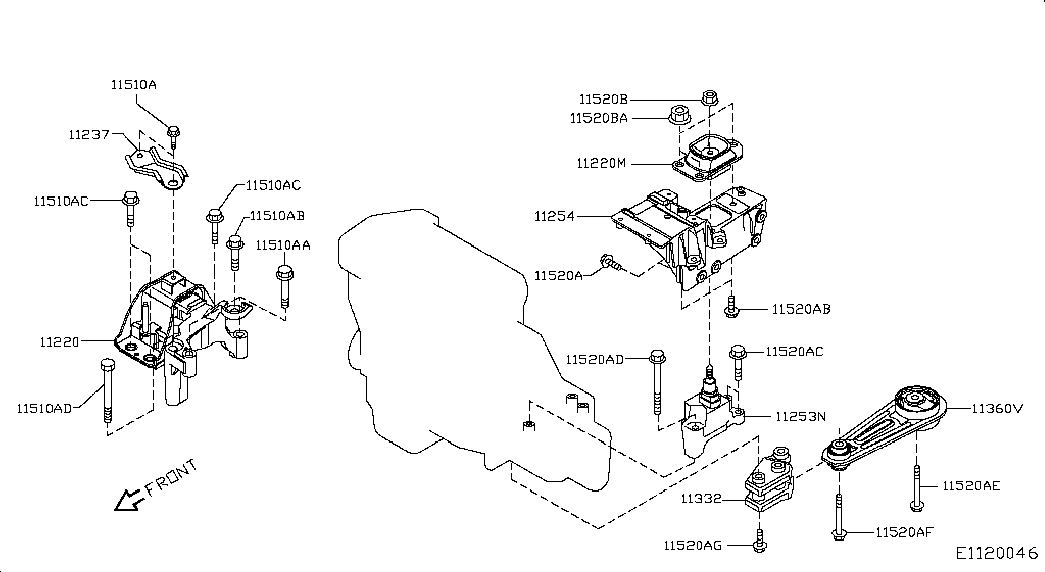 NISSAN 11210JD21B - Piekare, Dzinējs ps1.lv