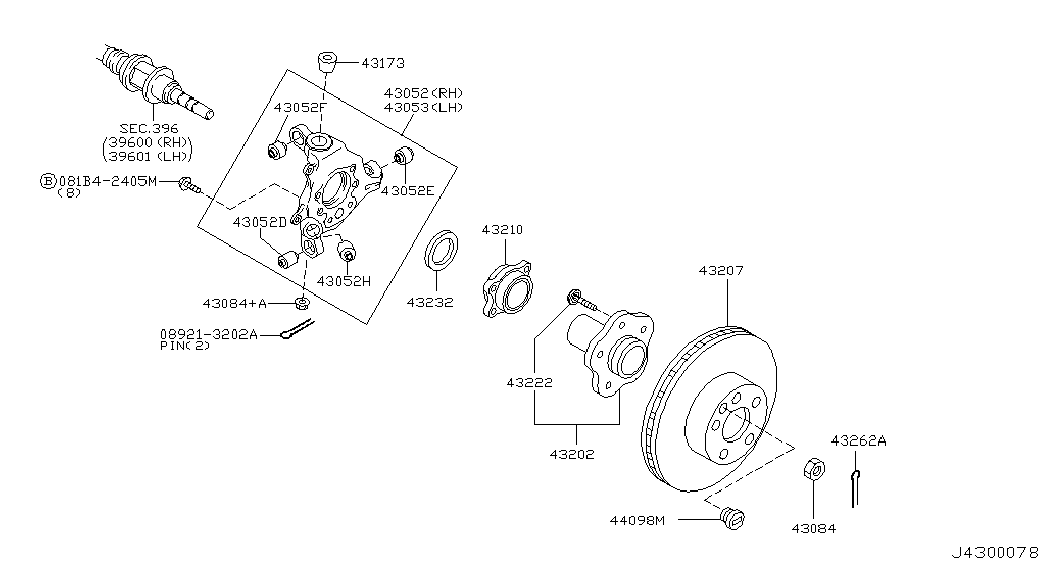 NISSAN 43202-AG000 - Riteņa rumbas gultņa komplekts ps1.lv