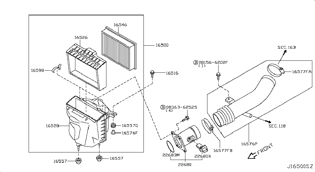 Nissan (Dongfeng) 16546-74S00 - Gaisa filtrs ps1.lv