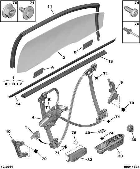 VW 9221 Q2 - Remkomplekts, Stikla pacēlājs ps1.lv