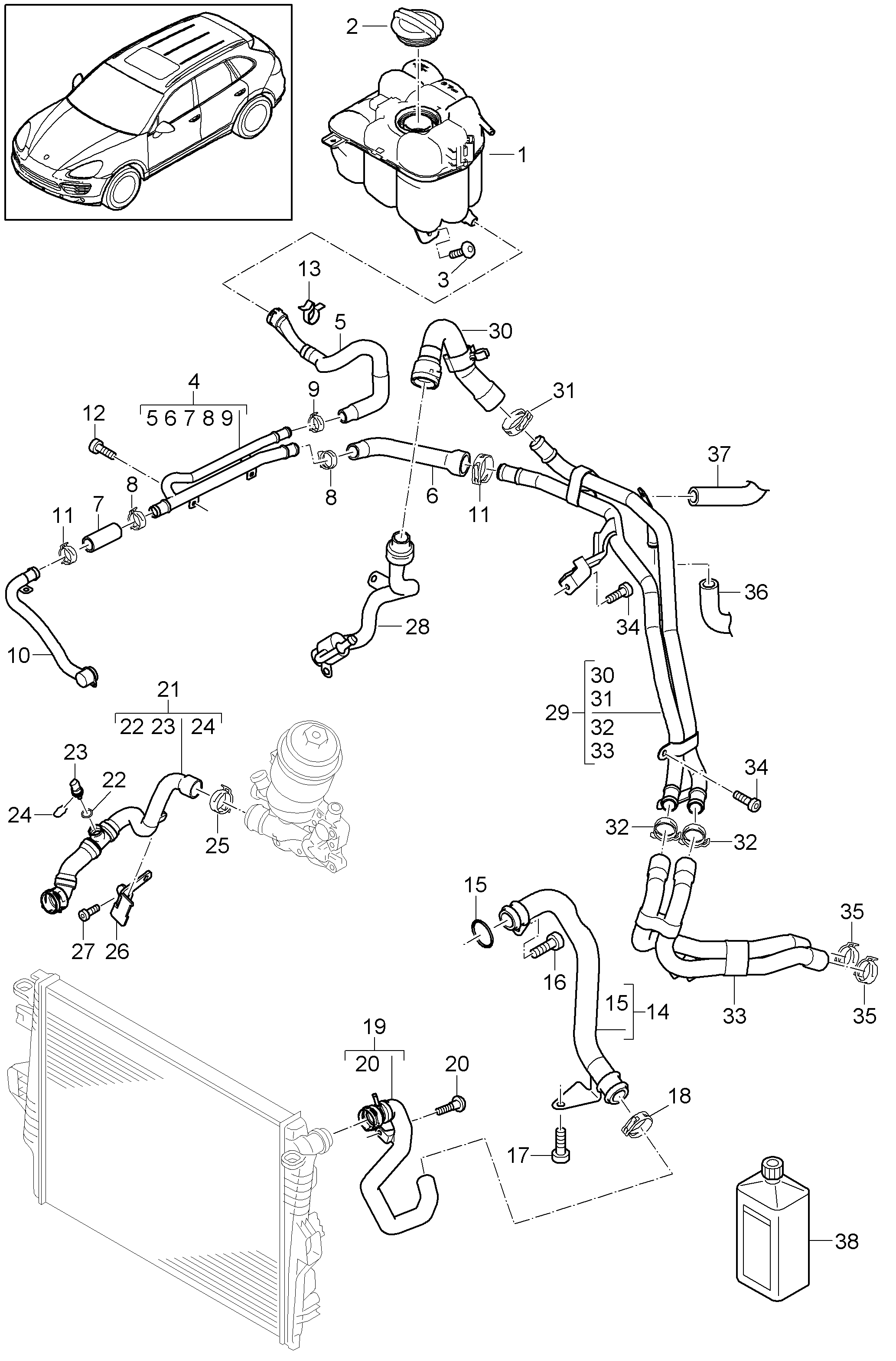 Porsche 958 106 447 00 - Vāciņš, Dzesēšanas šķidruma rezervuārs ps1.lv