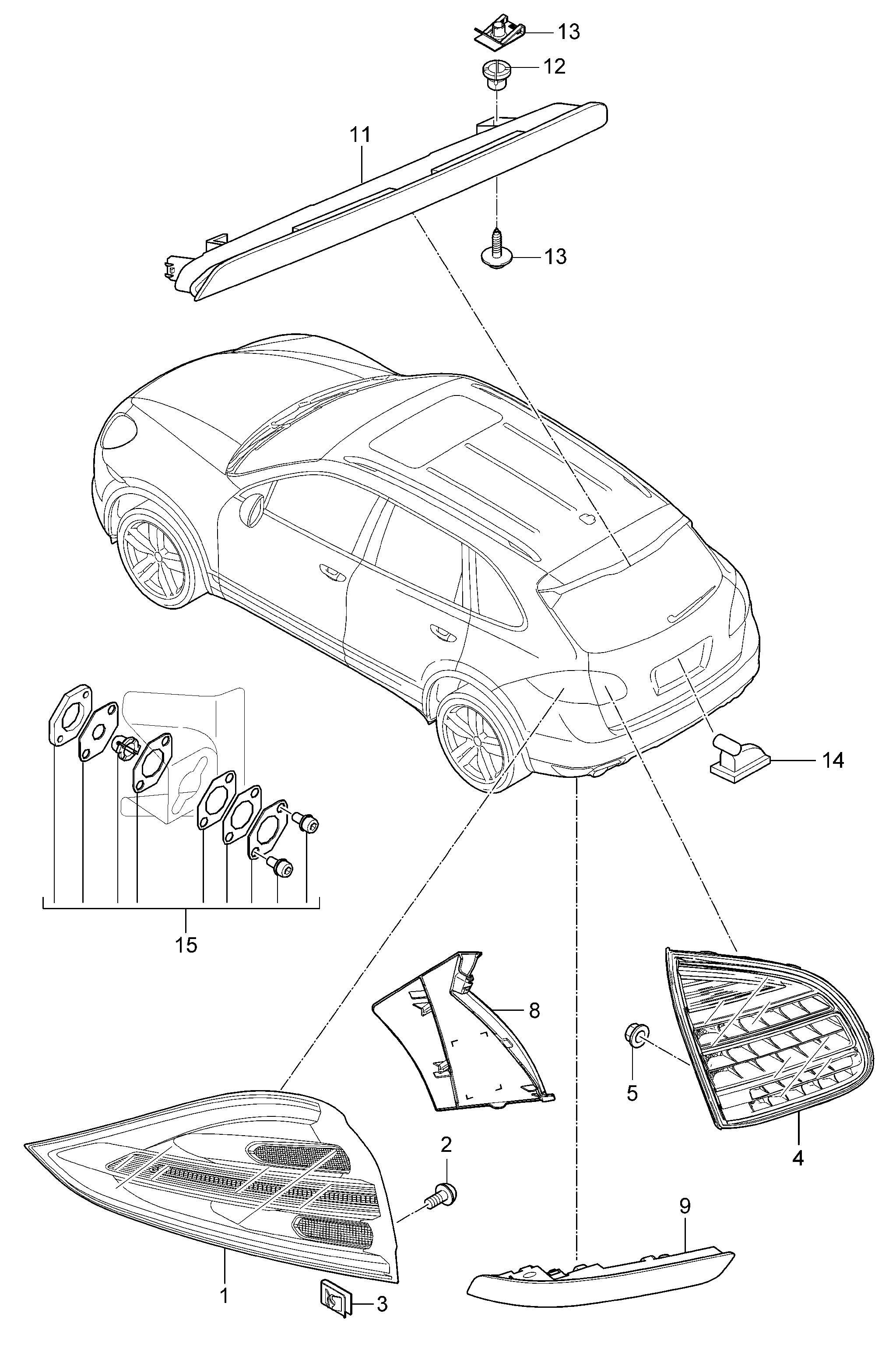 Porsche 95863110510 - Aizmugurējais lukturis ps1.lv