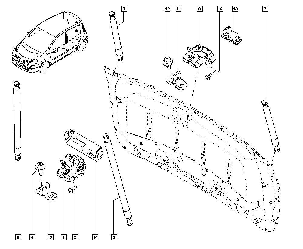 RENAULT 8200219346 - Gāzes atspere, Bagāžas / Kravas nodalījuma vāks ps1.lv