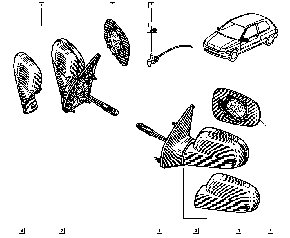 RENAULT 7701040255 - Spoguļstikls, Ārējais atpakaļskata spogulis ps1.lv