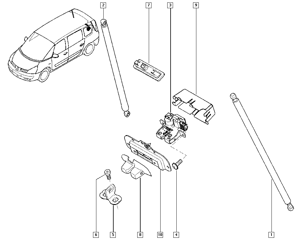 RENAULT 82 00 229 957 - Aizmugurējo durvju slēdzene ps1.lv