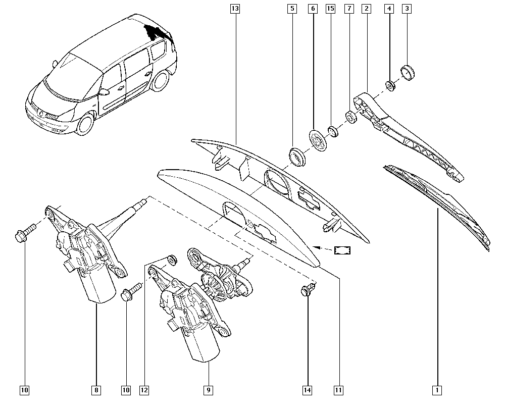 RENAULT 7701 051 890 - Stikla tīrītāja svira, Stiklu tīrīšanas sistēma ps1.lv