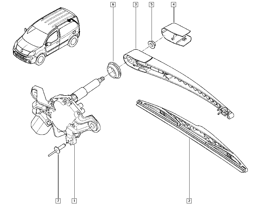 RENAULT 77 01 068 738 - Stikla tīrītāju sviru kompl., Stiklu tīrīšanas sistēma ps1.lv