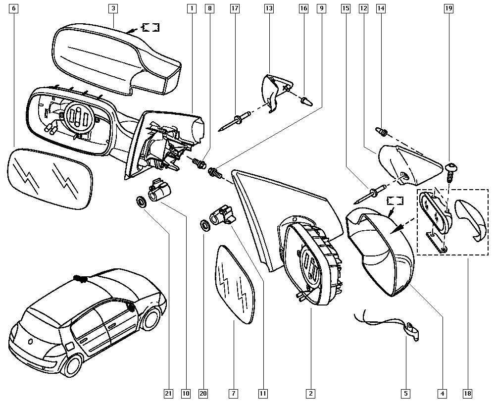 RENAULT 77 01 054 686 - Ārējais atpakaļskata spogulis ps1.lv