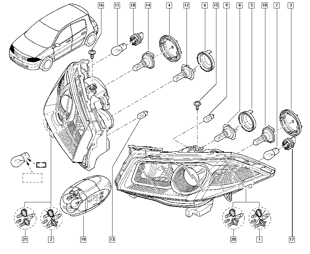 RENAULT 260603054R - Pamatlukturis ps1.lv