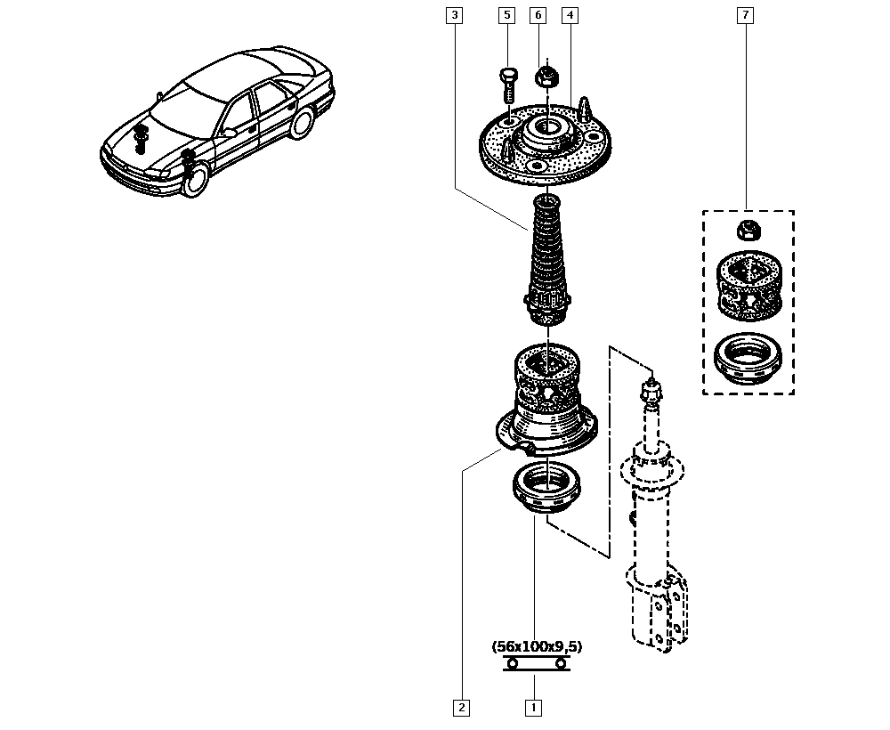 PEUGEOT 7700803635 - Ritgultnis, Amortizatora statnes balsts ps1.lv