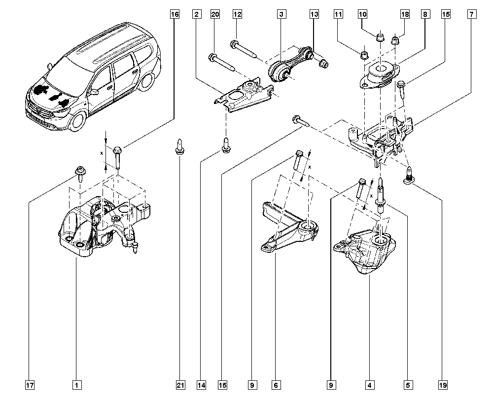 LADA 112381035R - Piekare, Dzinējs ps1.lv