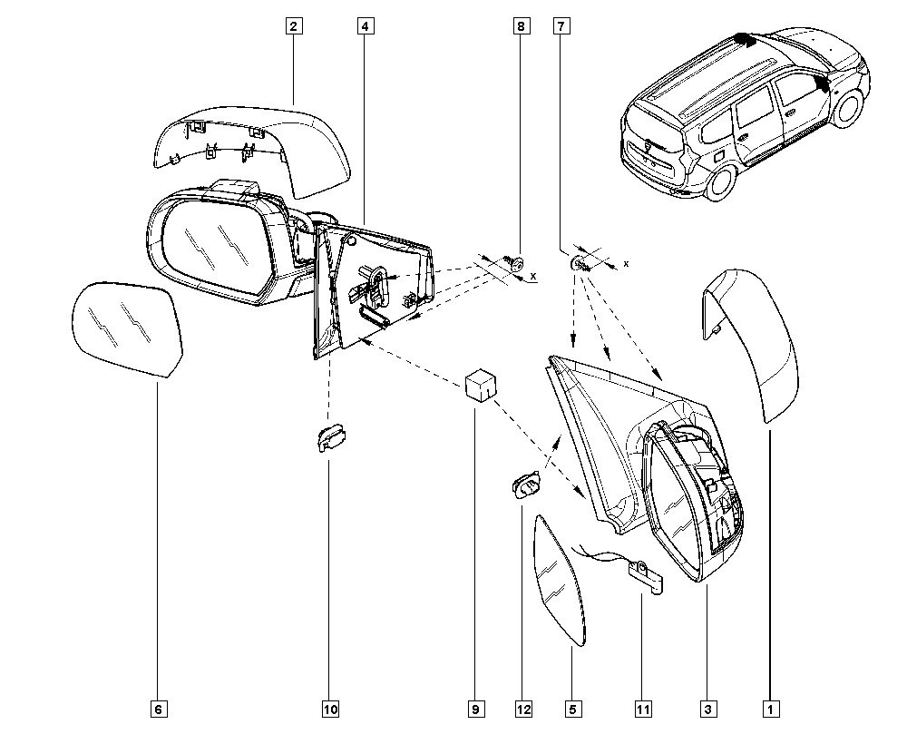 RENAULT 96 30 107 10R - Ārējais atpakaļskata spogulis ps1.lv