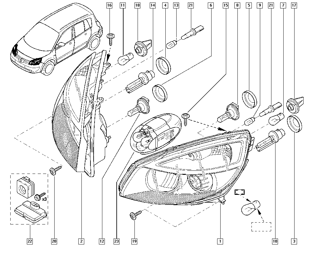 RENAULT 7701207830 - Vadības iekārta, Apgaismojums ps1.lv