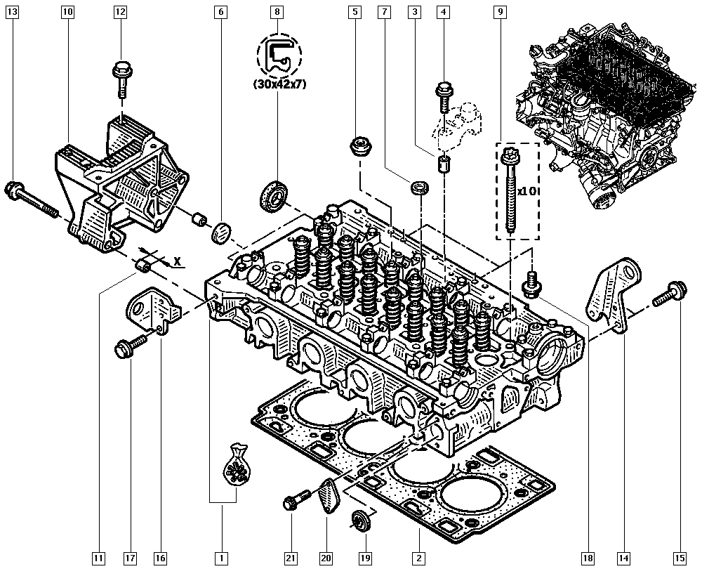 RENAULT 77 01 473 571 - Cilindru galvas skrūvju komplekts ps1.lv